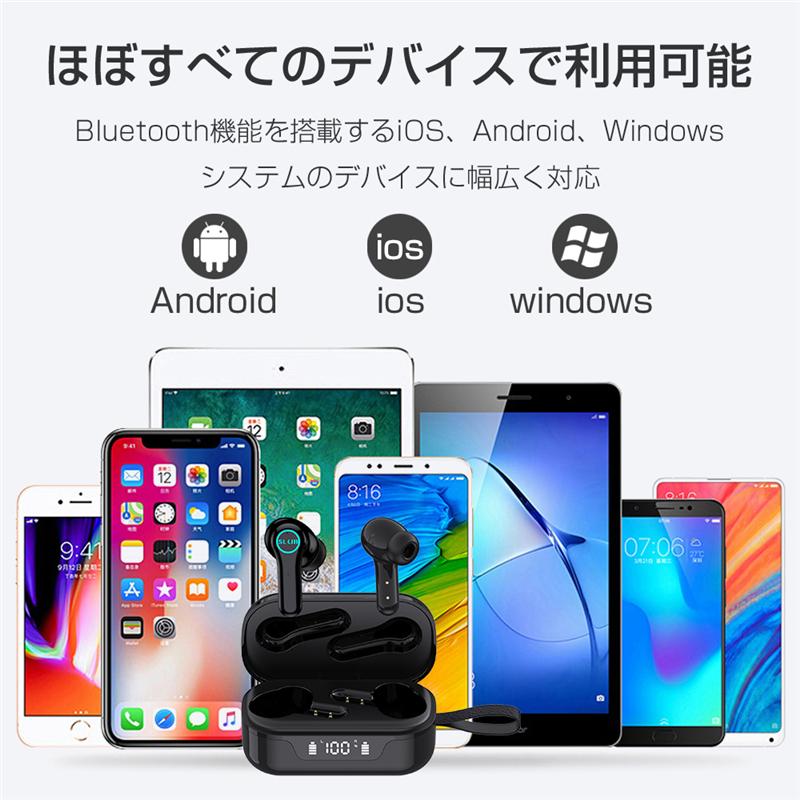 ワイヤレスイヤホン Bluetooth5.1 ヘッドセット バージョンアップ 防水 Type-C 充電ケース付き HIFI高音質 クリア 電池残量表示 片耳/両耳通用 耳にフィット｜meiseishop｜16