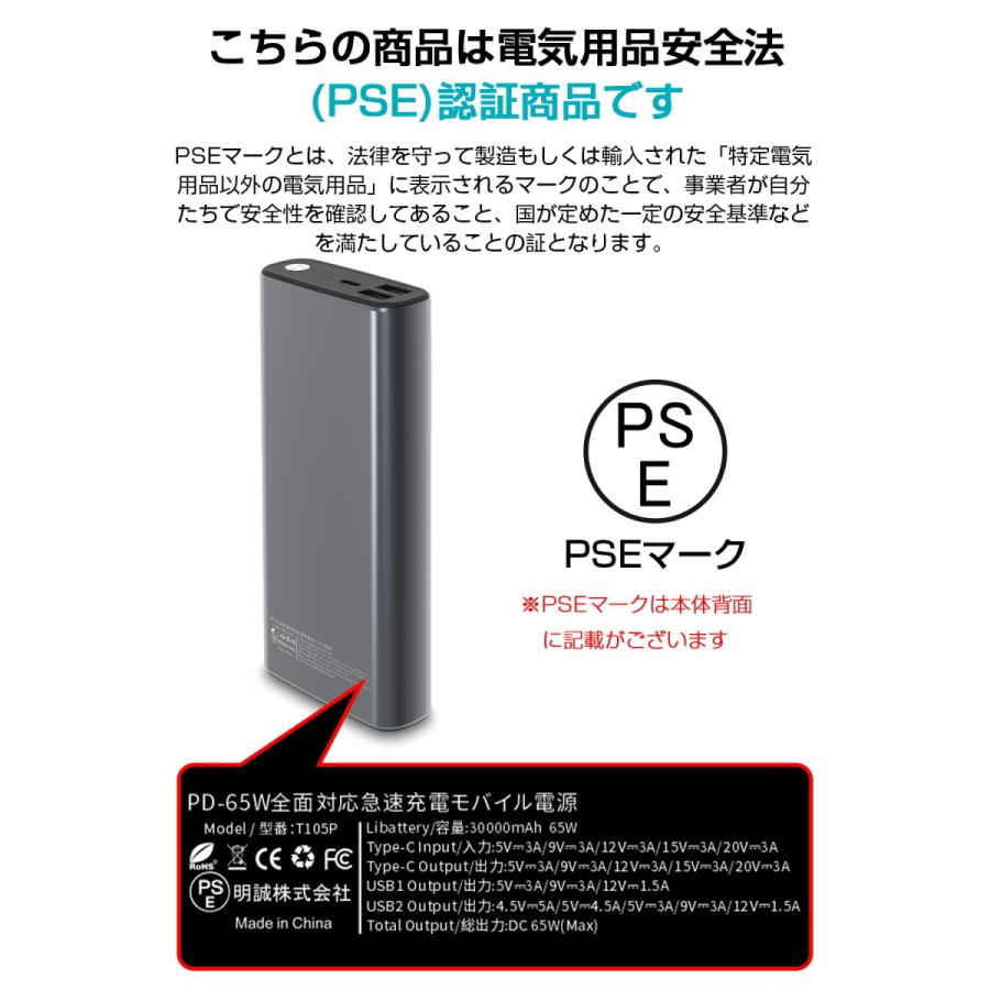 モバイルバッテリー mah ポリマーリチウム電池 65wスーパーチャージ 2つusb出力ポート Macbook ノートパソコン Switch等対応 電源補給 Pse認証済 明誠ショップ 通販 Paypayモール