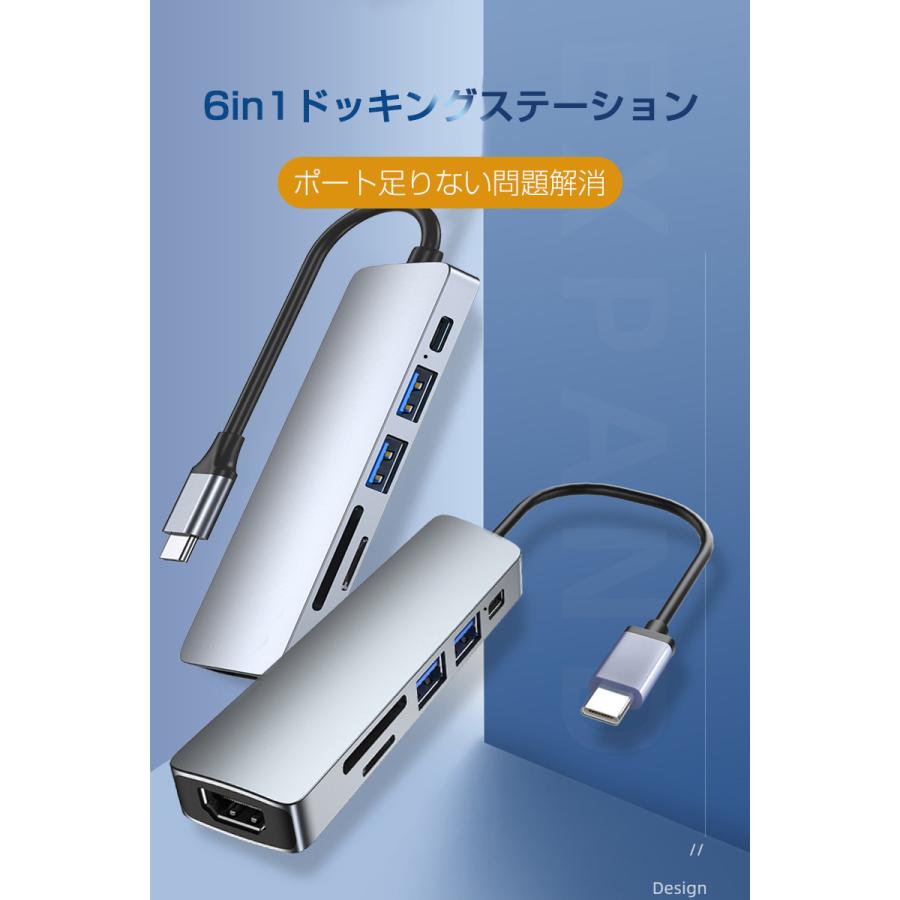ドッキングステーション Type-C USBハブ  6ポート ６in１ PD充電対応 4K HDMI出力 USB3.0対応 2USBポート 高速データ伝送 SDカードリーダー TFカードリーダ｜meiseishop｜04