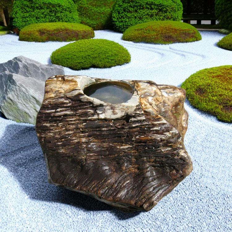 つくばい 木化石 珪化木 手水鉢 水鉢 大きい 庭石 天然石 溜まり石 木