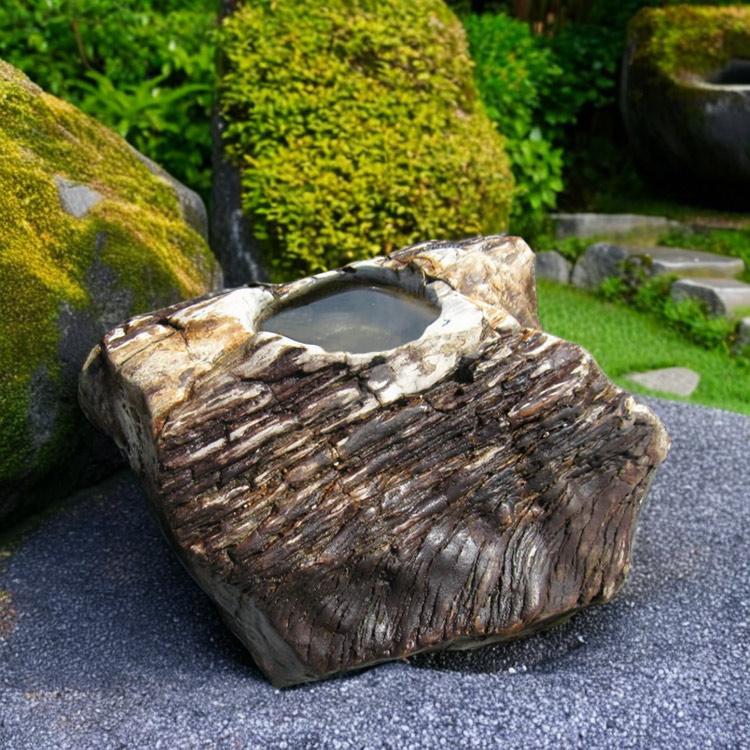 つくばい 木化石 珪化木 手水鉢 水鉢 大きい 庭石 天然石 溜まり石 木