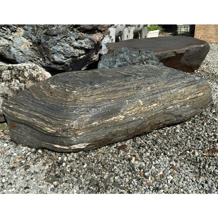 三波石 景石 幅約1m45cm 庭石 沓脱石 青石 和風 石庭 靴脱石 踏石