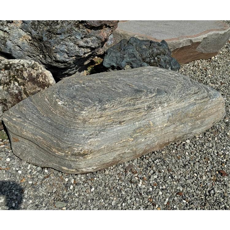 三波石 景石 幅約1m45cm 庭石 沓脱石 青石 和風 石庭 靴脱石 踏石