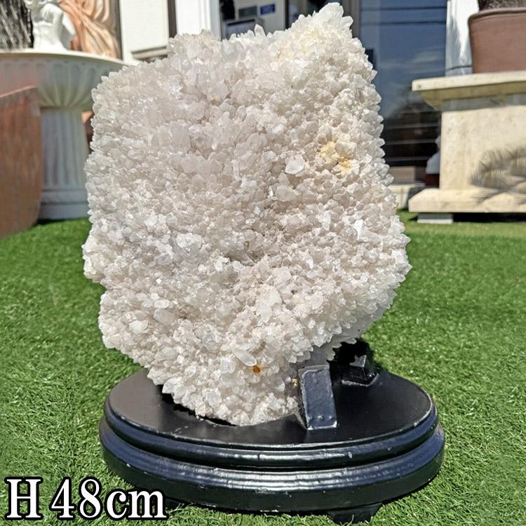 天然 水晶 クラスター 原石 台座付き H48cm 22.7kg 送料無料 パワーストーン クリスタルクォーツ 鉱物 大型 石 特大 塊 天然石 オブジェ 置物 白 ホワイト 浄化の画像