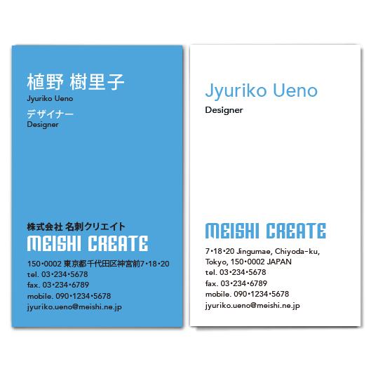 名刺作成　おしゃれ　デザイン　ビジネス名刺(biz016)　シンプルでおしゃれなデザイン名刺・ブルー　100枚｜meishi-create