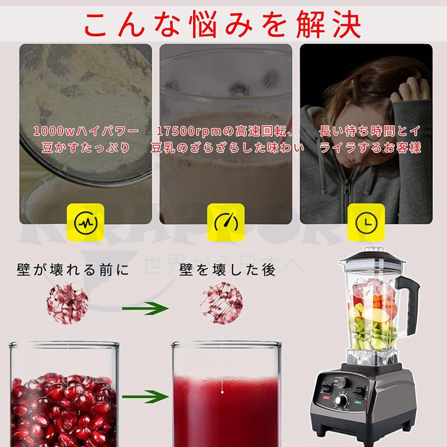 【YiMiDO正規品】 ミキサー 2L 大容量 ブレンダー 家庭用業務用スムージー 多機能ジューサー 2200Wタイマー機能付き-48000RPM高速回転 過熱保護 操作簡単