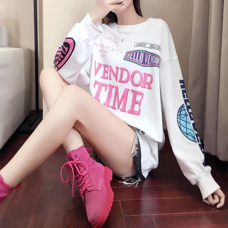 韓国 ファッション 10代 中学生 高校生 おしゃれ 長袖 ロンティー レディース トップス トレーナー オーバーサイズ 原宿系 ダンス ヒップホップ 1691 1691 メイシンファッションヤフー店 通販 Yahoo ショッピング