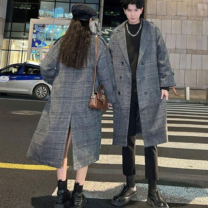 コート グレンチェック ペア映え お揃い チェスターロングコート コート アウター レディース メンズ 秋冬コーデ 高校生 学生 3657 3657 メイシンファッションヤフー店 通販 Yahoo ショッピング