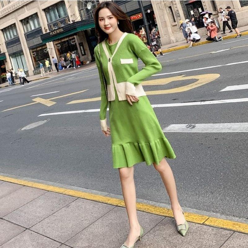 ワンピース レディース ニット ニットワンピ カーディガン 高校生 中学生 学生10代 代 おしゃれ 春 秋 冬 長袖 ファッション 黒 ブラック 4211 4211 メイシンファッションヤフー店 通販 Yahoo ショッピング