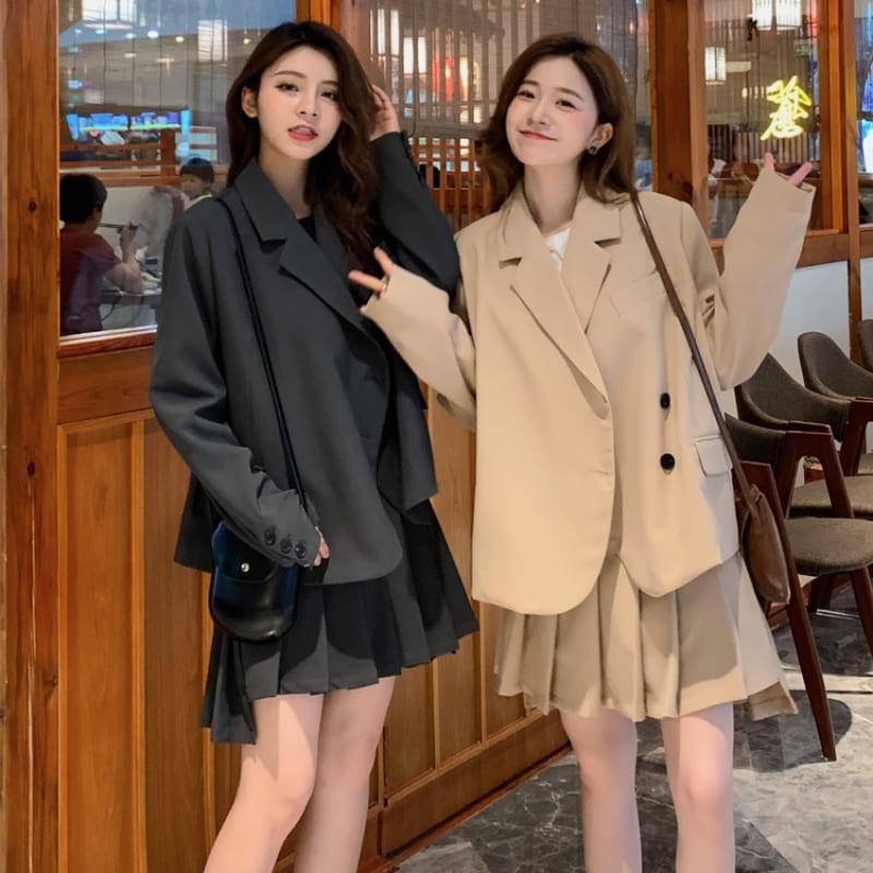 品質は非常に良い セットアップ レディース 4699 大きいサイズ ミニスカート プリーツ ジャケット コーデ 秋 春 ガーリー 中学生 高校生 代 10代 セットアップ カラー ダークグレー Demolition Training