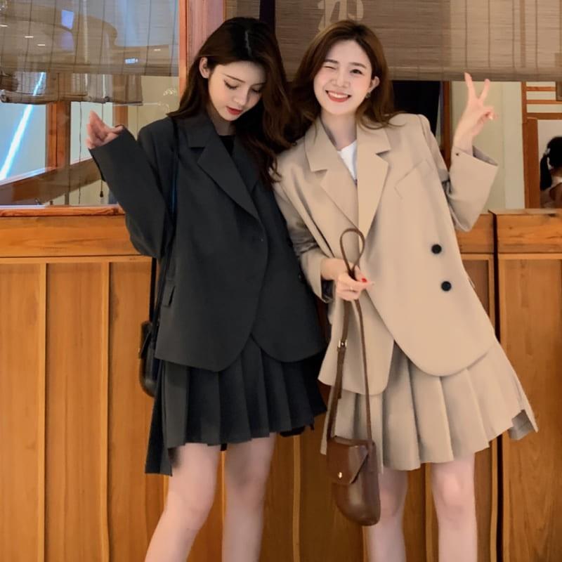 品質は非常に良い セットアップ レディース 4699 大きいサイズ ミニスカート プリーツ ジャケット コーデ 秋 春 ガーリー 中学生 高校生 代 10代 セットアップ カラー ダークグレー Demolition Training