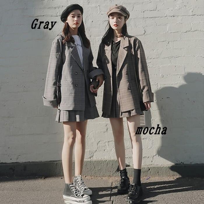 セットアップ レディース 高校生 10代 代 ファッション 長袖 春 秋 韓国 ジャケット スカート 2点セット 上下セット チェック カジュアル かわいい 4760 4760 メイシンファッションヤフー店 通販 Yahoo ショッピング