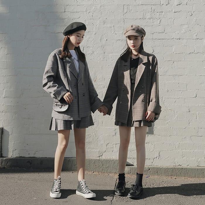 セットアップ レディース 高校生 10代 代 ファッション 長袖 春 秋 韓国 ジャケット スカート 2点セット 上下セット チェック カジュアル かわいい 4760 4760 メイシンファッションヤフー店 通販 Yahoo ショッピング