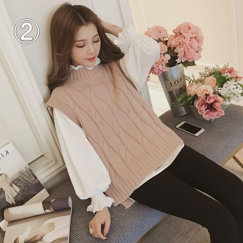 高校生 中学生 ファッション 10代 代 2点セット ベスト ブラウス 大人可愛い トレンド レディース 韓国 オルチャン 42 42 メイシンファッションヤフー店 通販 Yahoo ショッピング