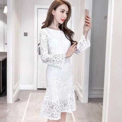 ドレス ワンピース 花柄ホワイト総レース フレアスリーブ華やかワンピース 554 円高還元