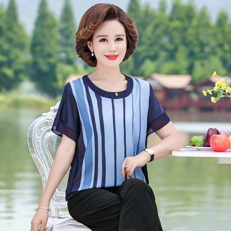 セットアップ レディース 50代 60代 シニア 半袖 夏 おしゃれ ゆったり 上下セット 母の日 敬老の日 誕生日 プレゼント シャツ 体型カバー 大きいサイズ 6043 Sale 100 Off