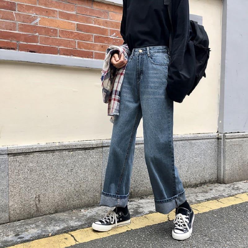 高校生 中学生 ワイドパンツ ロング ボトムス レディース デニム ロールアップ おしゃれ ゆったり ファッション 6508 6508 メイシン ファッションヤフー店 通販 Yahoo ショッピング