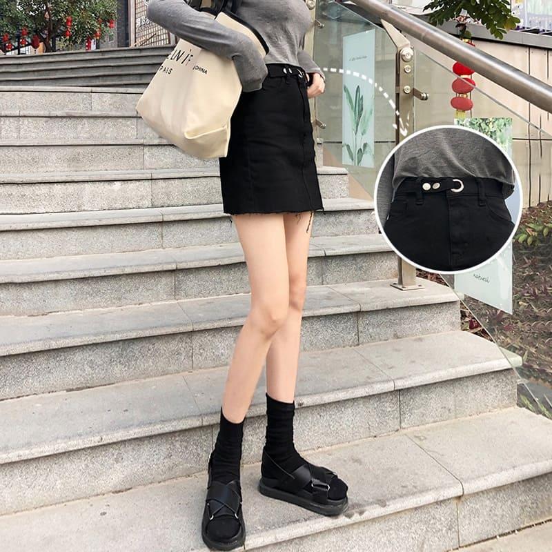 高校生 中学生 女子高生 デニム ミニスカート ダメージ加工 学生 ファッション レディース Aライン スカパン 6570 6570 メイシン ファッションヤフー店 通販 Yahoo ショッピング