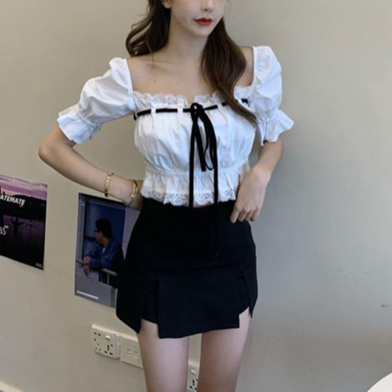 高校生 中学生 女子高生 女子 ファッション セットアップ レディース 半袖 トップス 夏 チュニック パフスリーブ 6632 6632 メイシン ファッションヤフー店 通販 Yahoo ショッピング