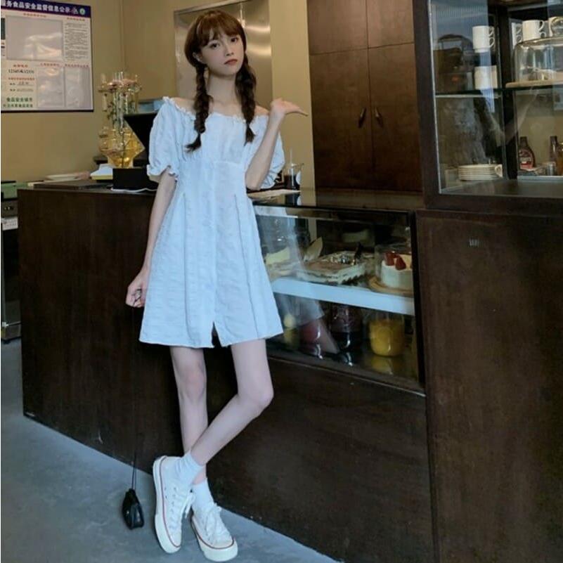 高校生 中学生 女子高生 学生 女子 1ワンピ ス レディース パフ袖 パフスリーブ 半袖 韓国 ファッション おしゃれ オフショルコットンワンピース 6715 6715 メイシンファッションヤフー店 通販 Yahoo ショッピング