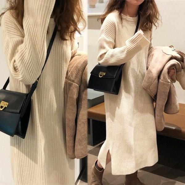ワンピース レディース マキシワンピース 長袖 ニット ロング丈 ワンピ ミモレ丈 上品 大人 あったかい 773 楽天ランキング1位