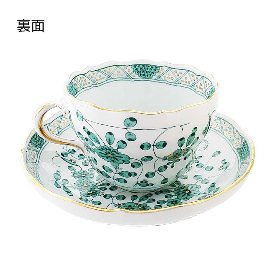 マイセン ティーカップ＆ソーサー 容量約220ml 「インドの花 (グリーン)」 プレゼント 普段使い おしゃれ マイセン公式/日本総代理店の画像