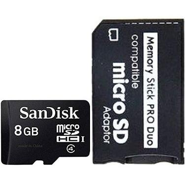 【送料無料】SANDISK メモリースティック PRO DUO 8GB セット【microSDHCカード 8GB CLASS4+ ProDuo 変換アダプタ】PSP対応｜meitsu-2