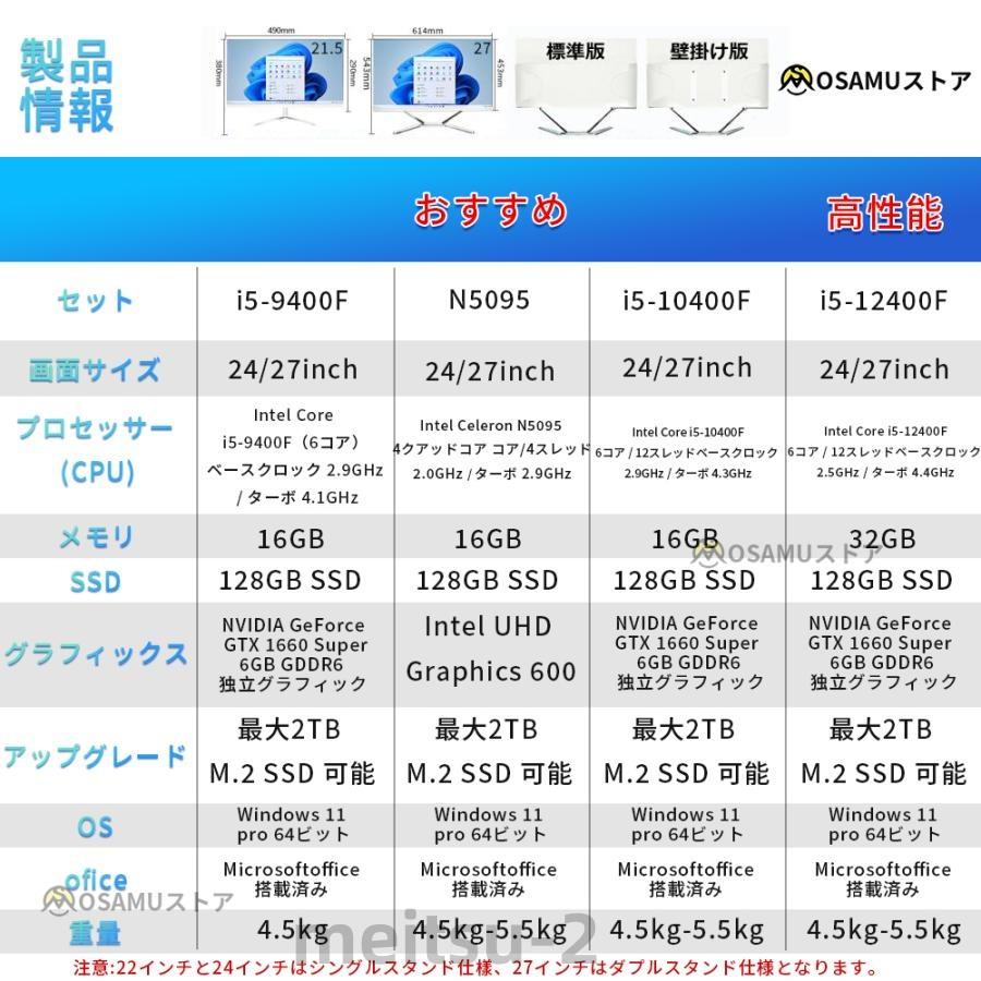 デスクトップパソコン 一体型PC Webカメラ搭載 Office付き Windows11