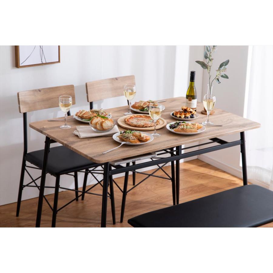 4点セット】Roly 幅110cm ダイニングテーブル+ダイニングベンチ+チェア