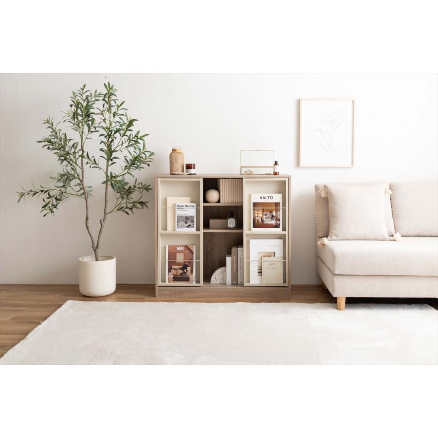 【幅96cm】Mysa スライド収納付本棚ラック　ナチュラル 幅96cm】Mysa スライド収納付本棚ラック : メイツウEC - 通販