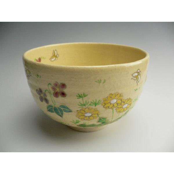 色絵　春野茶碗