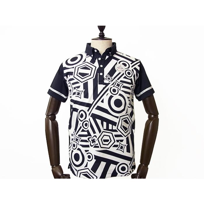 21春の新作 Sale ゴルフ ポロシャツ ゴルフウェア メンズ 10o4 テンオーフォー 半袖 総柄 吸水速乾 ドライ ボタンダウン ブラック 派手 日本製 Cisama Sc Gov Br