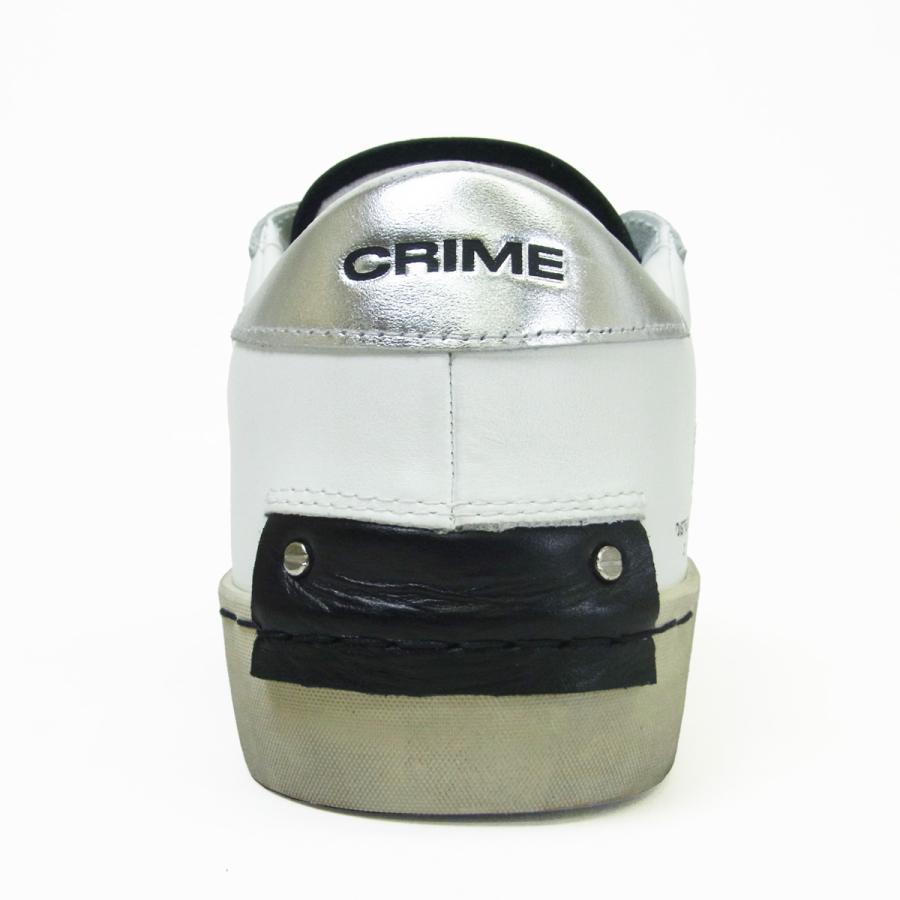 CRIME LONDON クライム ロンドン レザー スニーカー DISTRESSED 17009PP6 ホワイト シルバー ヴィンテージ加工 メンズ 本革 牛革 シューズ ブランド 国内正規品の画像