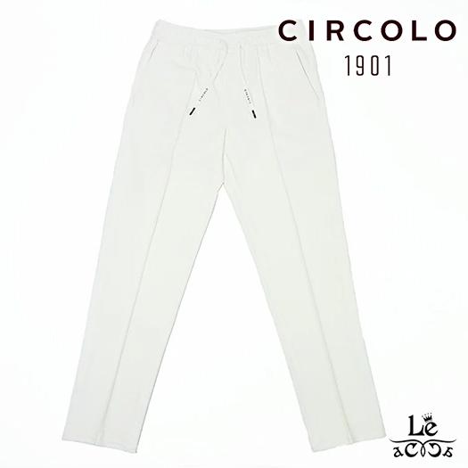 【期間限定】 CIRCOLO1901 国内正規品 ブランド イタリア 春夏モデル メンズ 白 ホワイト スラックス ドローコード セットアップ パンツ ジャージー コットンピケ チルコロ スラックス