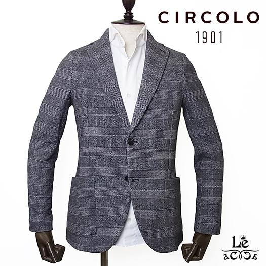 30 Off 全国宅配無料 Circolo1901 チルコロ ジャケット グレンチェック メンズ セットアップ 黒 ジャージー コットン 秋冬モデル 国内正規品 ブラック