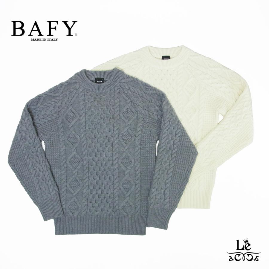 BAFY ホワイト ケーブル編み ニット ウール100%イタリア製
