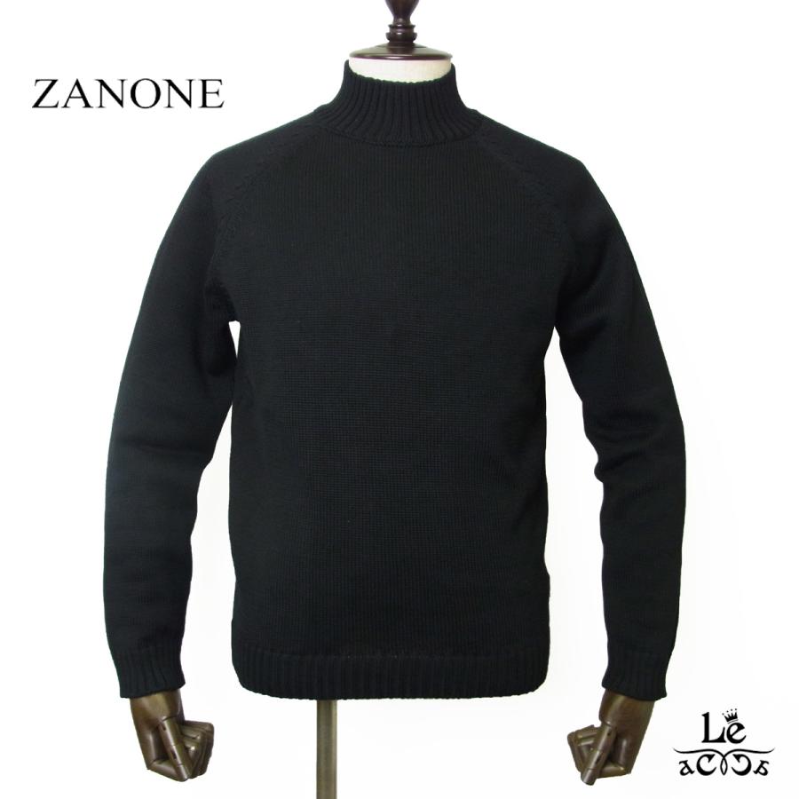 ZANONE ザノーネ モックネック ニット ミドルゲージ セーター GIRO 812565 ハイネック ブラック 黒 ウール メンズ