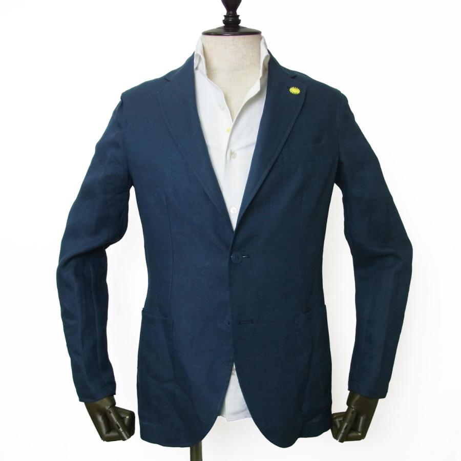 美品　GIANNETTO テーラードジャケット　リネン　イタリア製　インディゴ 美品 GIANNETTO テーラードジャケット リネン イタリア製