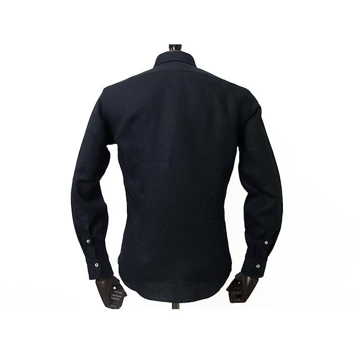 新着セール Giannetto ジャンネット リネン シャツ ブラック メンズ 長袖 Vinci Fit 無地 黒 麻 セミワイドカラー イタリア ブランド 春夏 国内正規品 Aynaelda Com