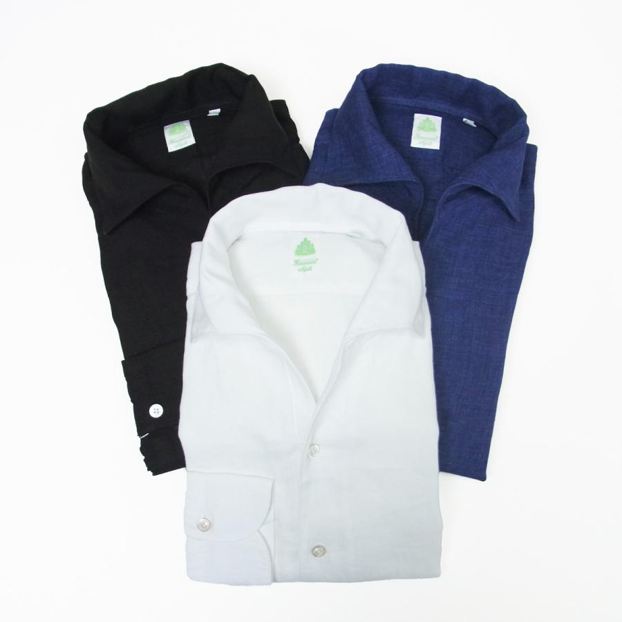 【タグ付き】 finamore フィナモレ リネンシャツ ワンピースカラー ワンピースカラーリネンシャツ【MANUEL/J/SEUL】｜Finamore