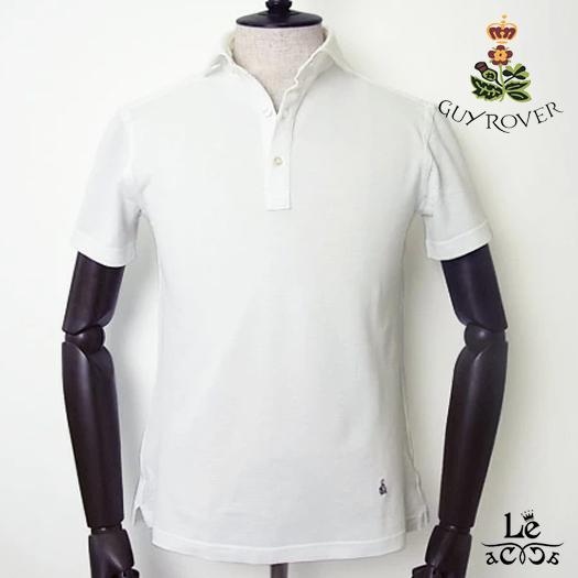 最高の GUY ROVER ギローバー ポロシャツ メンズ 鹿の子 PC207J 半袖 ホワイト 白 カッタウェイ ワイドカラー イタリア製 国内正規品 ポロシャツ
