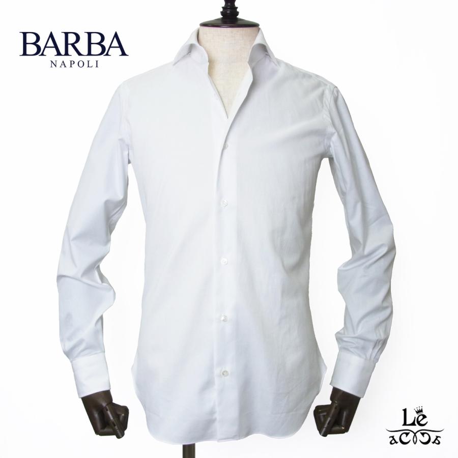 BARBA バルバ コットン ピンオックス シャツ 長袖 セミワイドカラー NEW BRUNO ニューブルーノ オックスフォード ホワイト 白 無地 イタリア 正規品 送料無料
