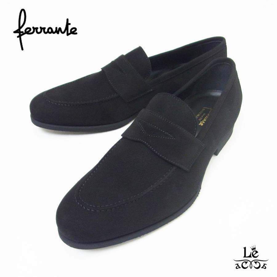 フェランテ　ブラックスエードローファー　イセオ FERRANTE（フェランテ） スエード ローファー ISEO イセオ ブラック 黒