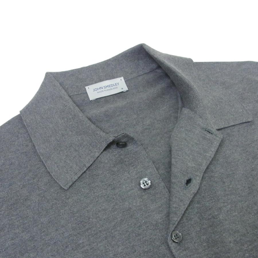 JOHN SMEDLEY ジョンスメドレー ニット ポロ 30G シーアイランド コットン EASY FIT イージーフィット チャコール グレー 英国製   春夏 正規品 47300 送料無料の画像