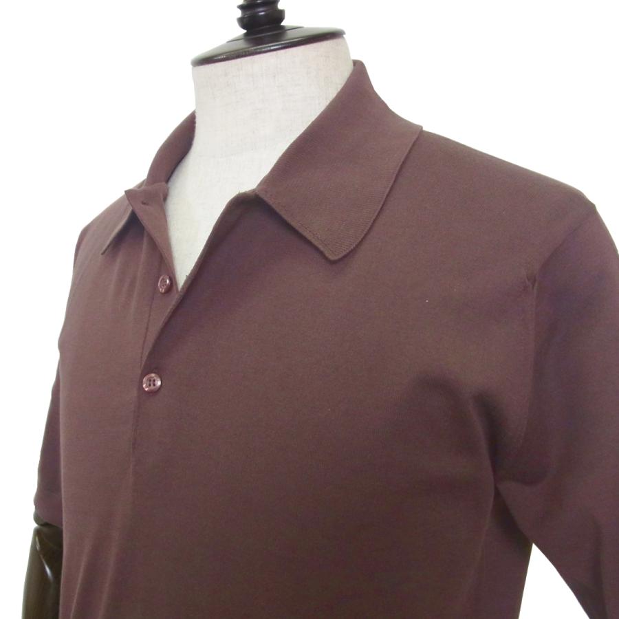 JOHN SMEDLEY ジョンスメドレー ニット ポロ 30G シーアイランド コットン EASY FIT イージーフィット ブラウン 英国製   2026 春夏 正規品 47300 送料無料の画像
