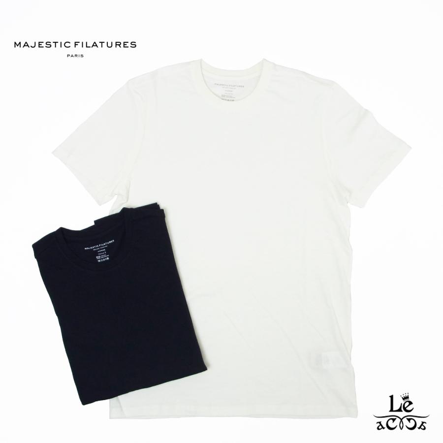 マジェスティック フィラチュール オム MAJESTIC FILATURES HOMME クルーネック Tシャツ 半袖 メンズ ブラック ...