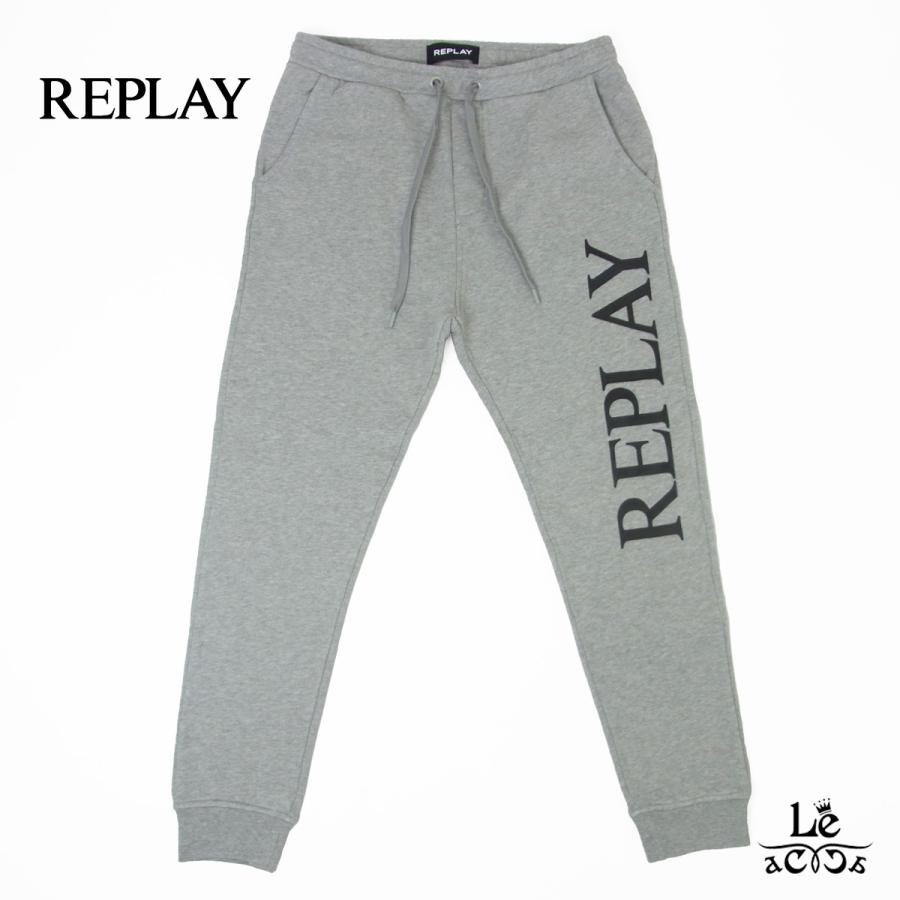 REPLAY リプレイ スウェット パンツ ロゴ グレー メンズ