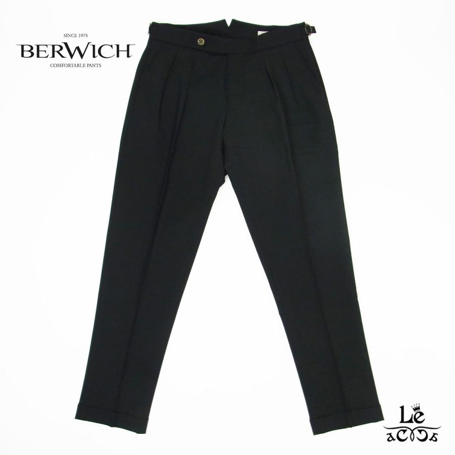 Berwich ベルウィッチ Scotch スコッチ ウール クロップド パンツ ツープリーツ ブラック 黒 無地 メンズ イタリア ブランド 国内正規品 Sale 90 Off