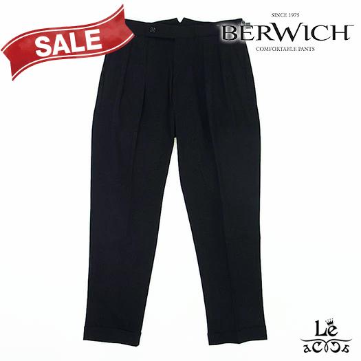 偉大な Berwich ベルウィッチ Scotch スコッチ コットン パンツ 2プリーツ 無地 ブラック 黒 イタリア製 国内正規品 在庫限り Technet 21 Org