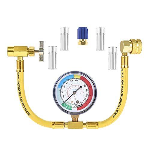 R134a エアコン ガス チャージ ホース メーター付き 車用エアコン M14 ガスチャージ 冷媒補充 エアコンオイル簡易チェッカー R12からr1 S メキメキショップ2号店 通販 Yahoo ショッピング